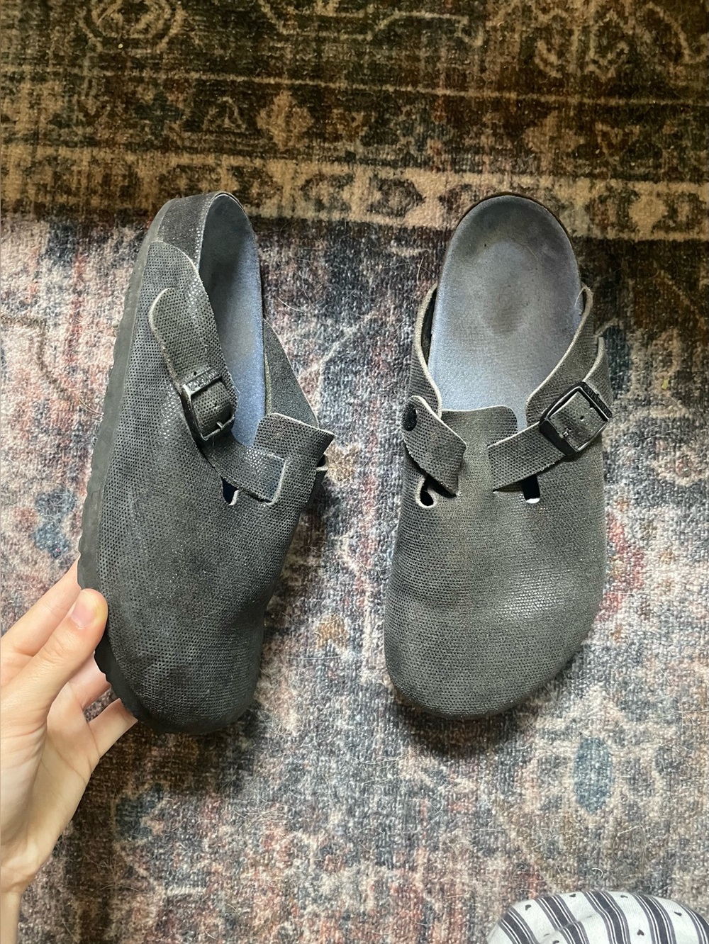 🫐Birkenstock Boston clogs in metallic leather 🫐